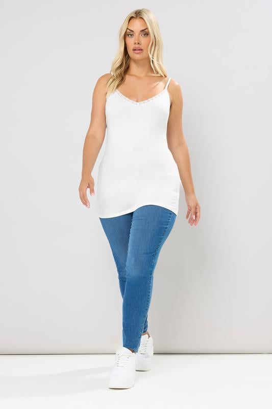 Evans YOURS 2 PACK Curve Black & White Lace Cami Tops