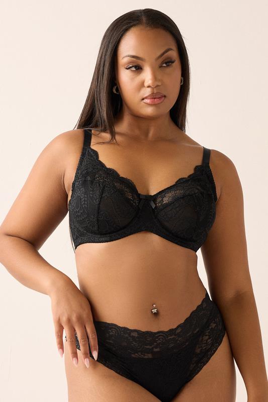 Evans YOURS 2 PACK Curve Black & White Swirl Lace Bras