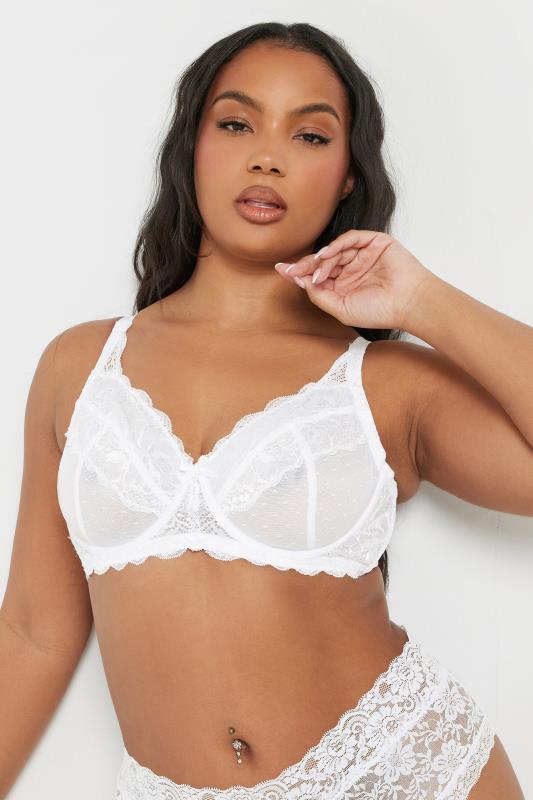 Evans YOURS 2 PACK Curve Blue & White Lace Underwired Mesh Bras