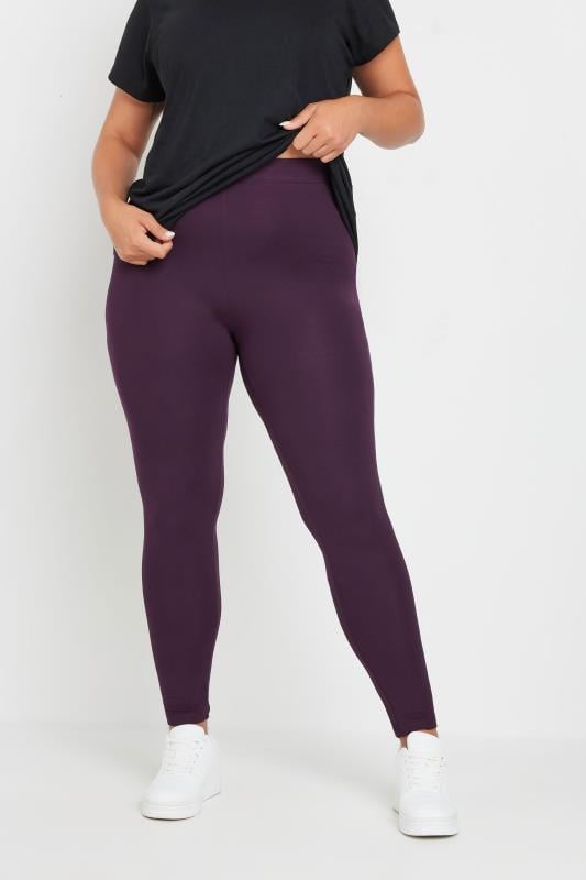 Evans YOURS 2 PACK Curve Burgundy Red & Black Soft Touch Stretch Leggings