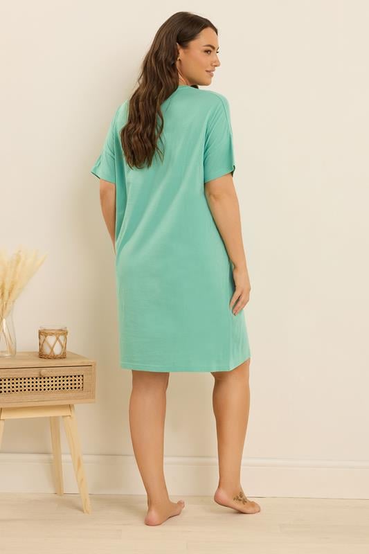 Evans YOURS 2 PACK Curve Green Cocktail Print Sleep Tee Nightdresses