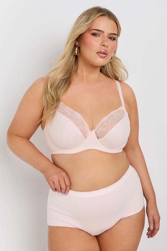 Evans YOURS 2 PACK Curve Pink & Grey Cotton Underwired Lace Bras