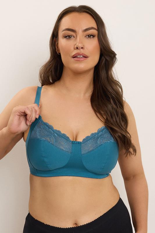 Evans YOURS 2 PACK Curve Teal Green & Black Underwired Lace Bras