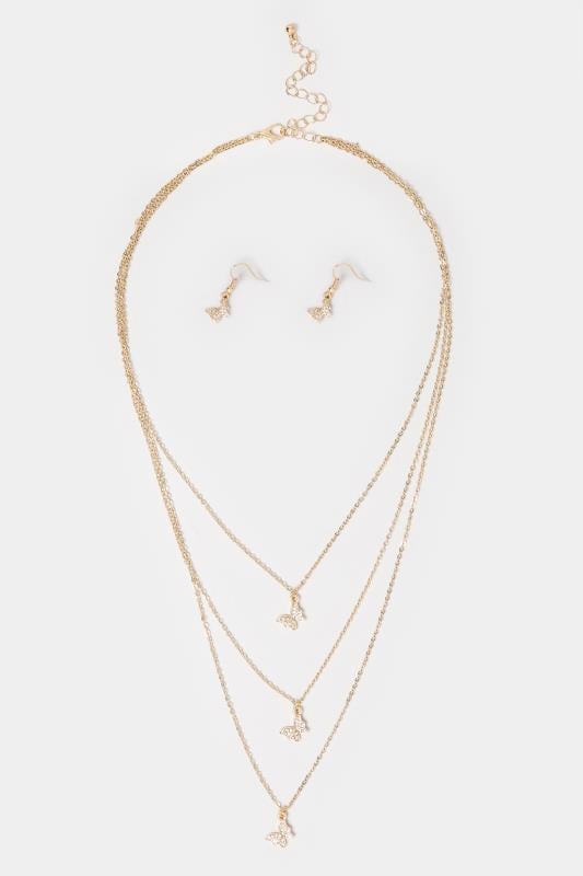 Evans Yours 2 Pack Diamante Butterfly Necklace And Earring Set