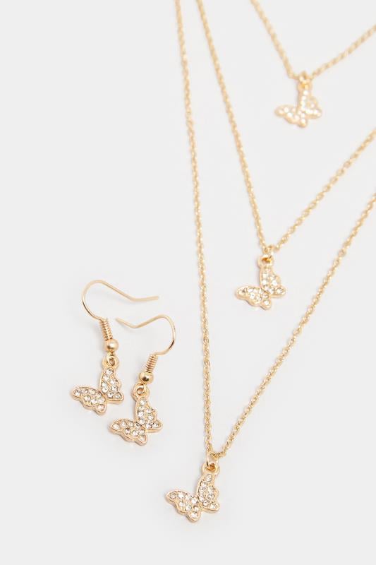 Evans Yours 2 Pack Diamante Butterfly Necklace And Earring Set