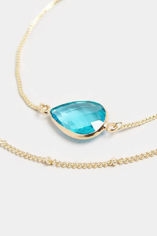 Evans Yours 2 PACK Gold & Blue Tear Drop Chain Bracelet