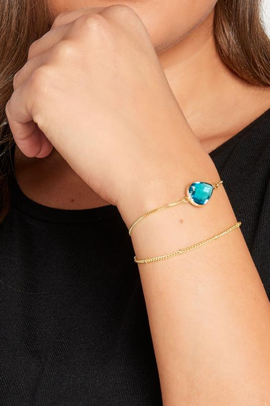 evans Yours 2 PACK Gold & Blue Tear Drop Chain Bracelet