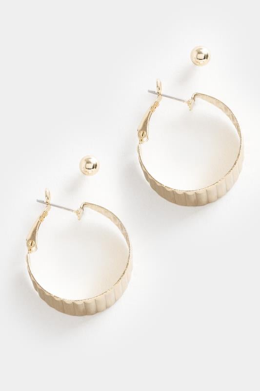 Evans Yours 2 PACK Gold Textured Hoop Stud Earrings Set