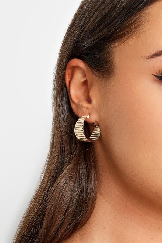 evans Yours 2 PACK Gold Textured Hoop Stud Earrings Set