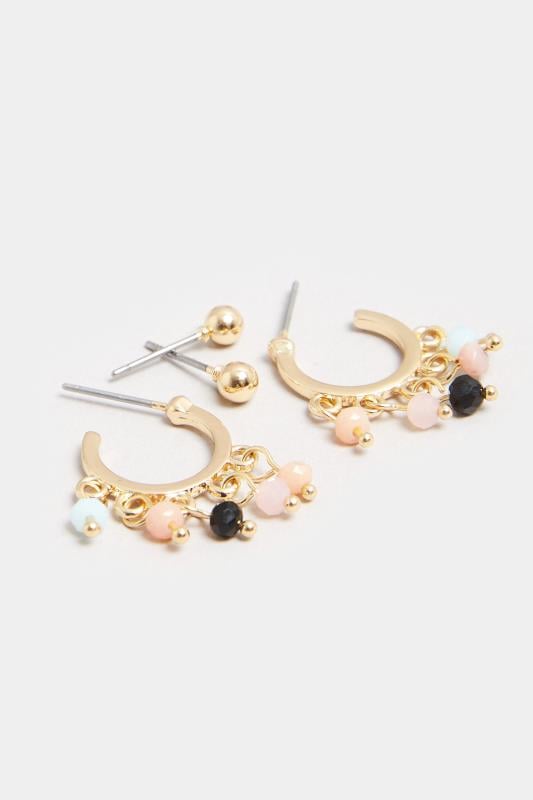 Evans Yours 2 PACK Gold Tone Beaded Mini Hoop Earrings