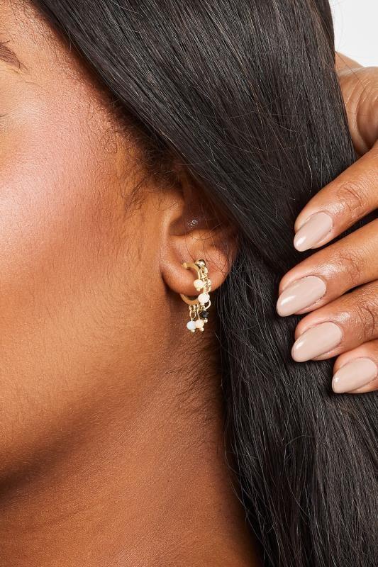 evans Yours 2 PACK Gold Tone Beaded Mini Hoop Earrings