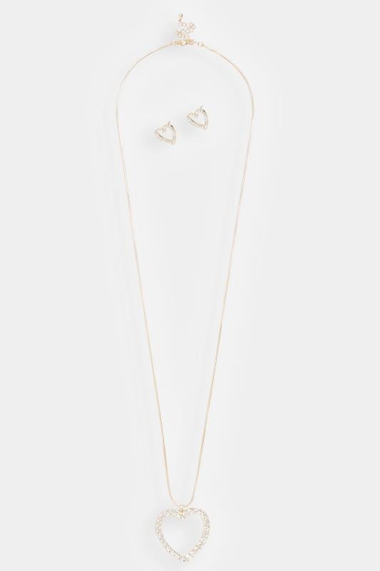 Evans Yours 2 PACK Gold Tone Heart Pendant Necklace & Earrings