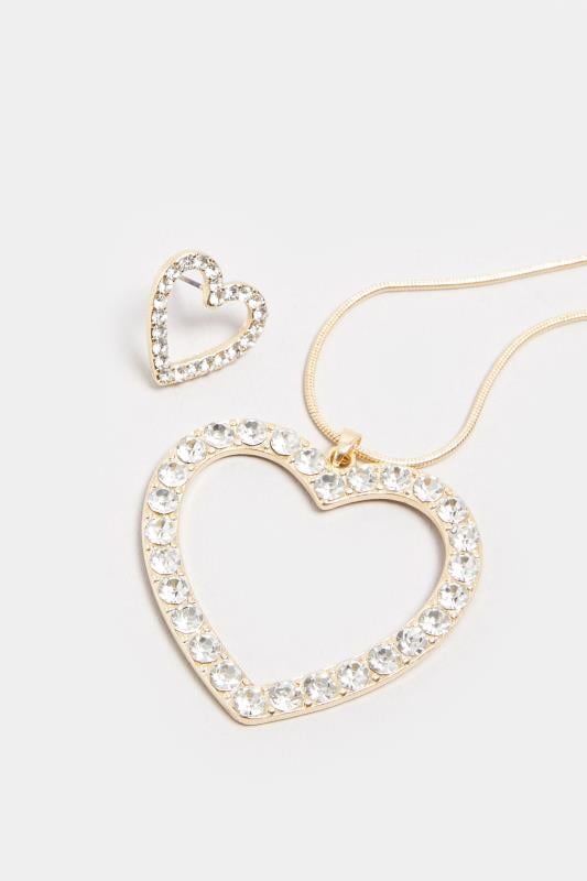 Evans Yours 2 PACK Gold Tone Heart Pendant Necklace & Earrings