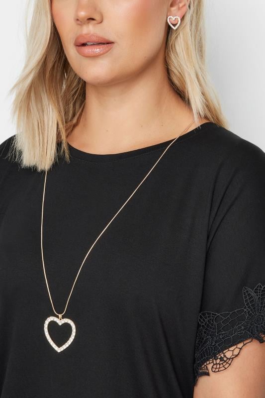 evans Yours 2 PACK Gold Tone Heart Pendant Necklace & Earrings