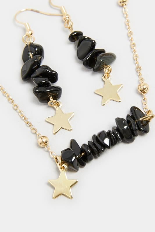 Evans Yours 2 PACK Gold Tone Stone Star Necklace & Earring Set