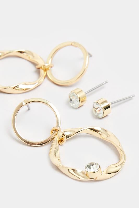 Evans Yours 2 PACK Gold Tone Twisted Circle & Stud Earring Set