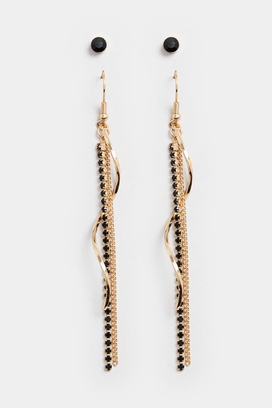 Evans Yours 2 PACK Gold Tone Twisted Tassle & Stud Earring Set