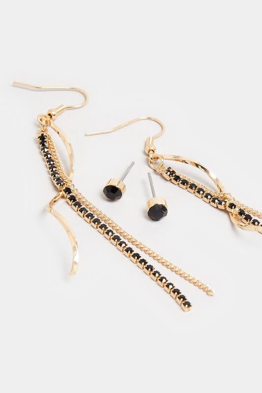 Evans Yours 2 PACK Gold Tone Twisted Tassle & Stud Earring Set