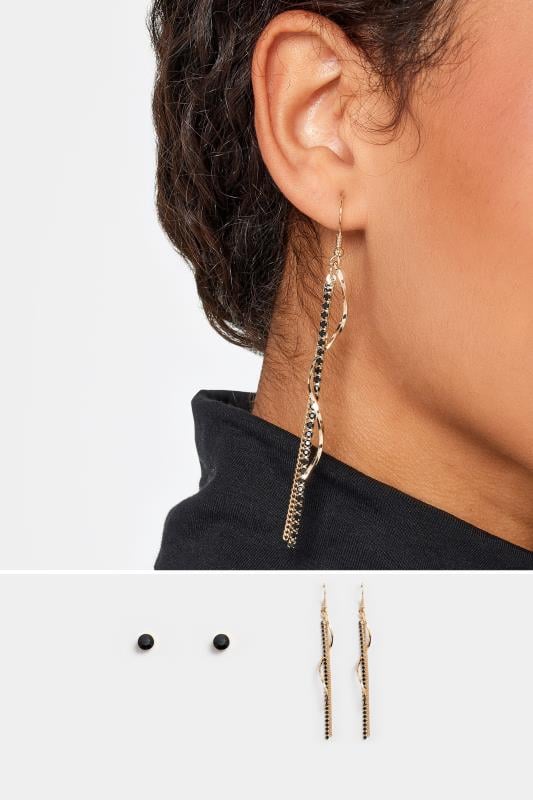 evans Yours 2 PACK Gold Tone Twisted Tassle & Stud Earring Set