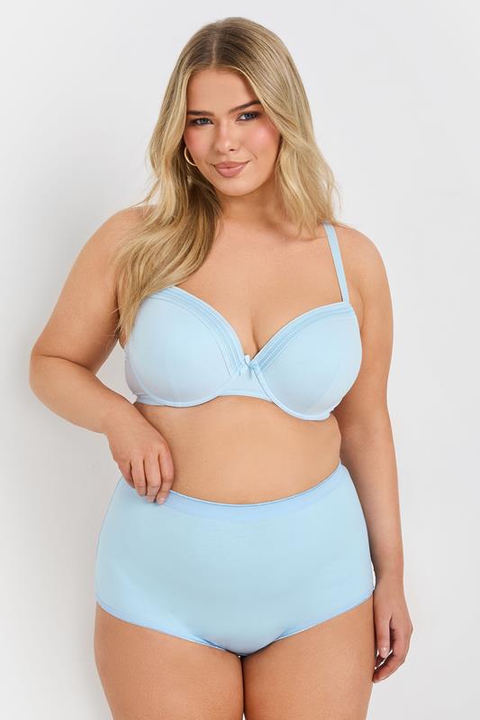 Evans YOURS 2 PACK Grey Marl & Blue Lace Trim Padded Bra