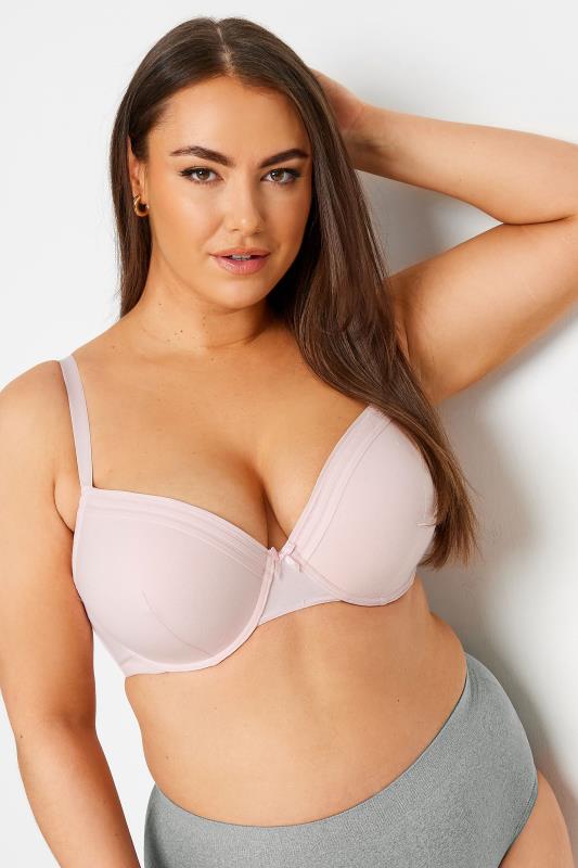 Evans YOURS 2 PACK Grey Marl & Pink Lace Trim Padded Bra