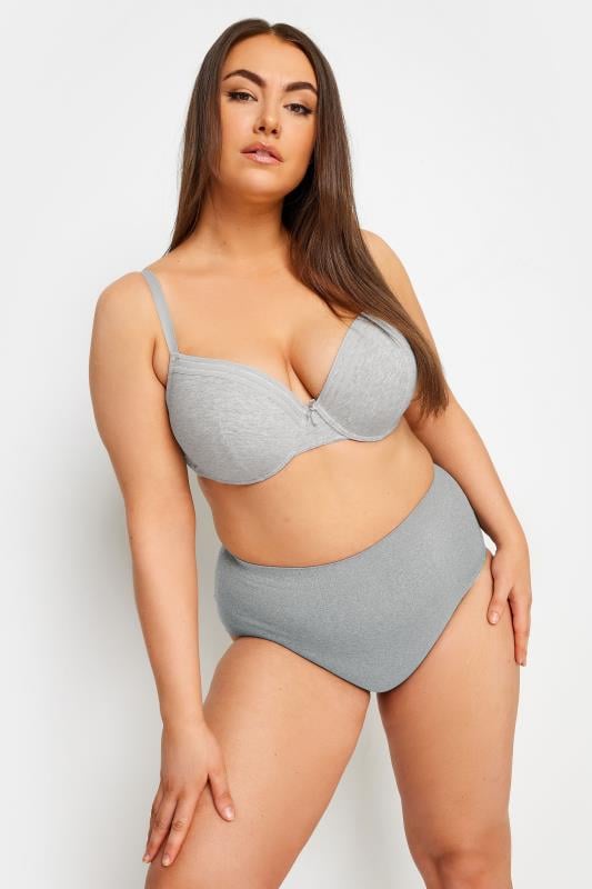 Evans YOURS 2 PACK Grey Marl & Pink Lace Trim Padded Bra