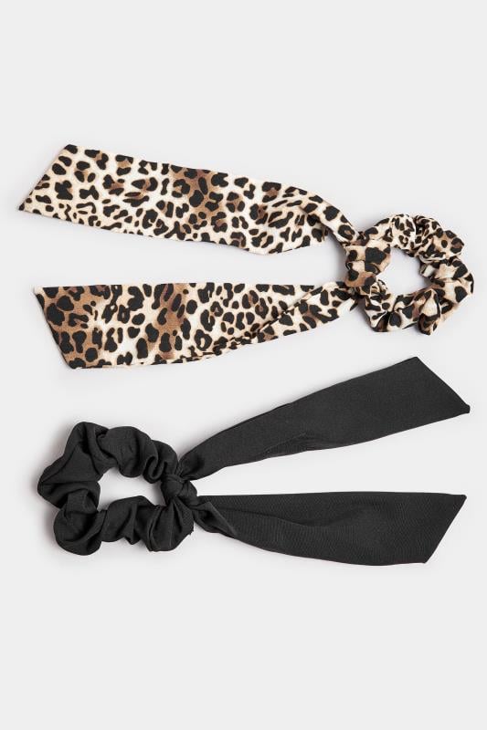Evans Yours 2 PACK Natural Brown Leopard Print Hair Scrunchies