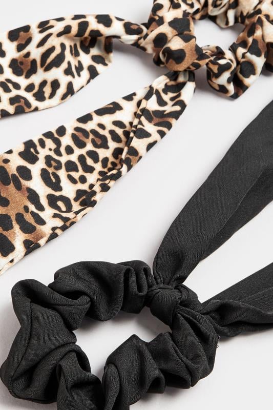 Evans Yours 2 PACK Natural Brown Leopard Print Hair Scrunchies