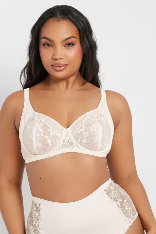 Evans YOURS 2 Pack Navy Blue & White Floral Embroidered Underwired Bras