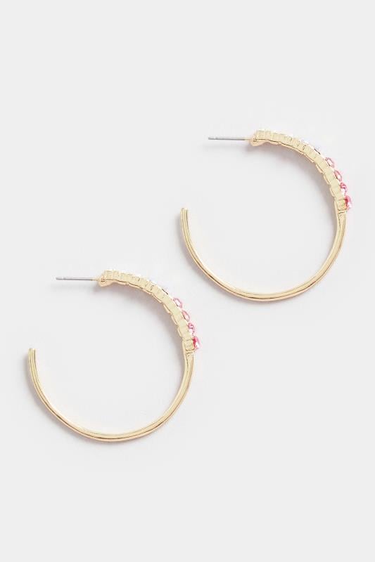Evans Yours 2 PACK Pink & Gold Tone Diamante Stud And Hoop Earring Set