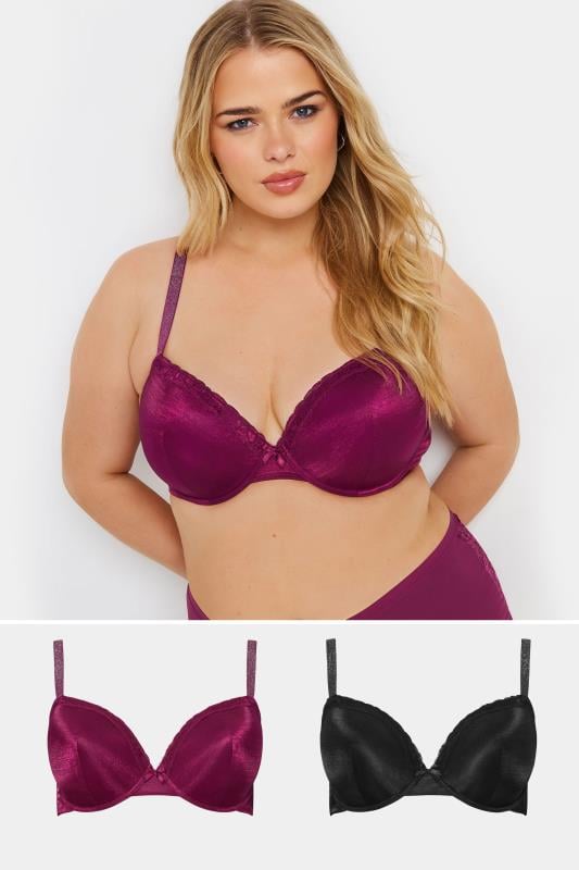 evans YOURS 2 PACK Red & Black Underwired T-Shirt Bras