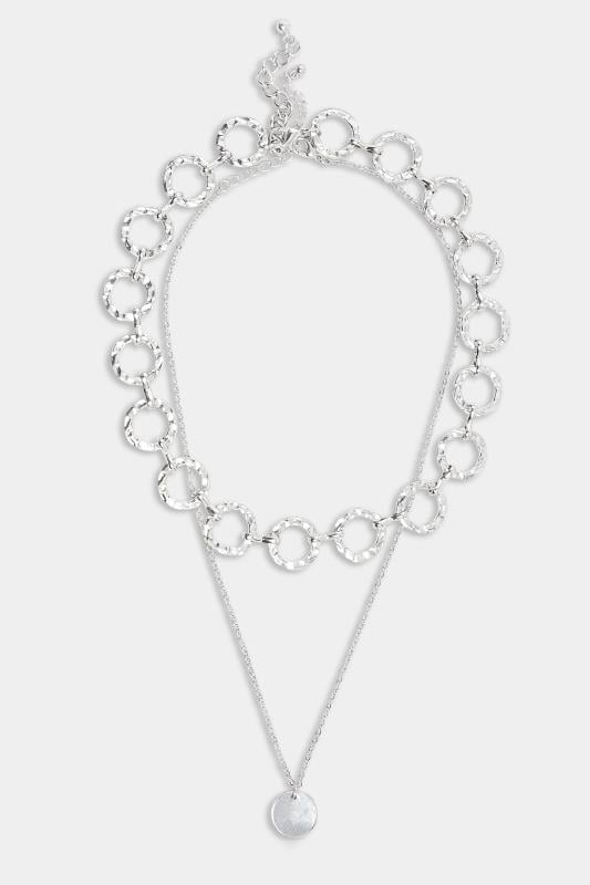 Evans Yours 2 PACK Silver Circle Pendant Necklace Set