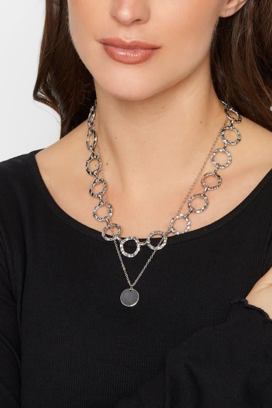 evans Yours 2 PACK Silver Circle Pendant Necklace Set
