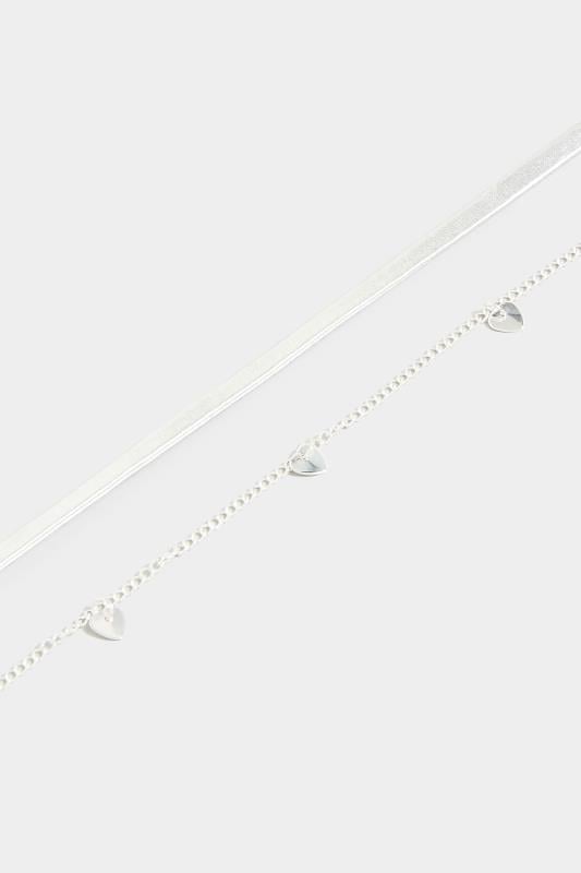 Evans Yours 2 PACK Silver Heart Choker Necklace Set