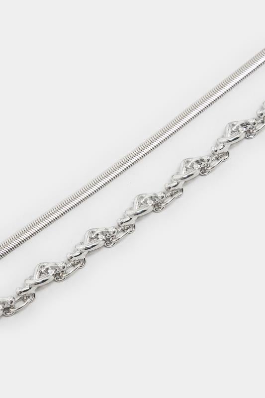 Evans Yours 2 PACK Silver Knot Chain Choker Necklace