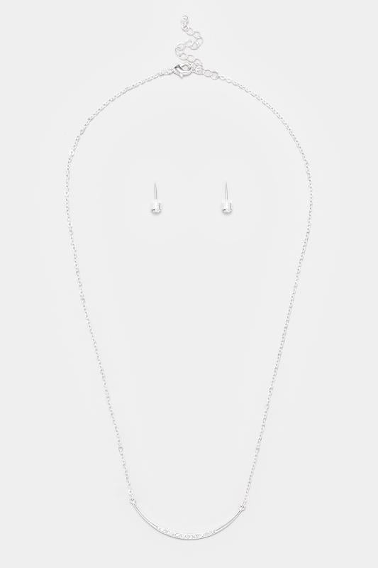 Evans Yours 2 PACK Silver Tone Diamante Necklace & Earrings Set