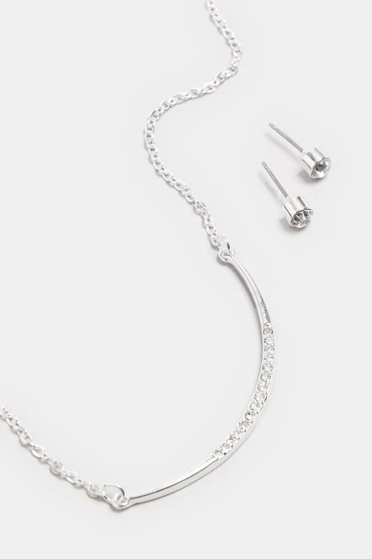 Evans Yours 2 PACK Silver Tone Diamante Necklace & Earrings Set