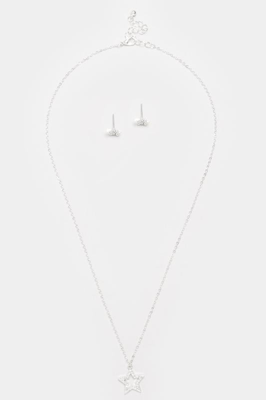 Evans Yours 2 PACK Silver Tone Diamante Star Necklace & Earring Set