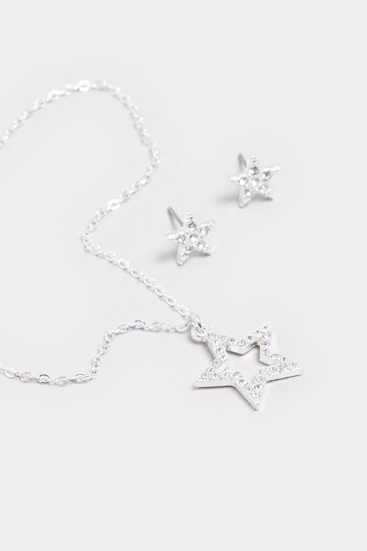 Evans Yours 2 PACK Silver Tone Diamante Star Necklace & Earring Set