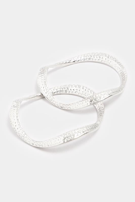 Evans Yours 2 PACK Silver Tone Textured Bangle Bracelets