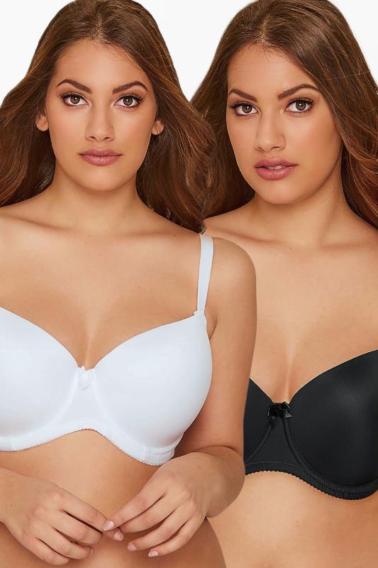 evans YOURS 2 PACK White & Black Moulded Underwired T-Shirt Bras