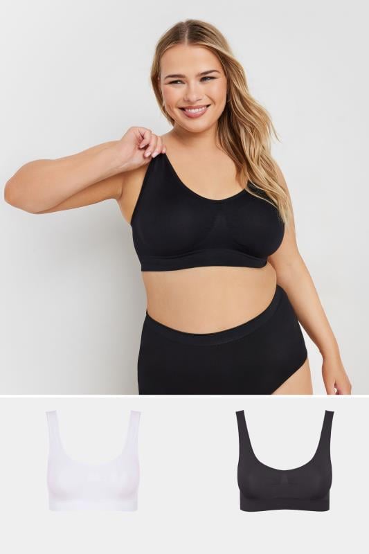 evans YOURS 2 PACK White & Black Seamless Non-Padded Non-Wired Bralettes