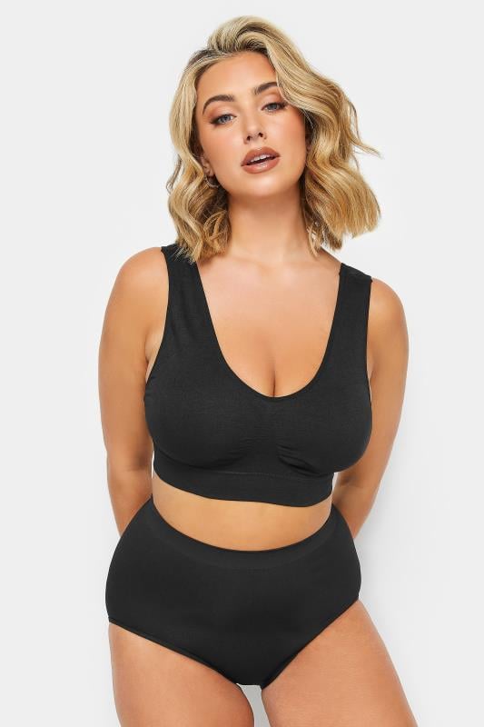 Evans YOURS 2 PACK White & Black Seamless Padded Non-Wired Bralettes