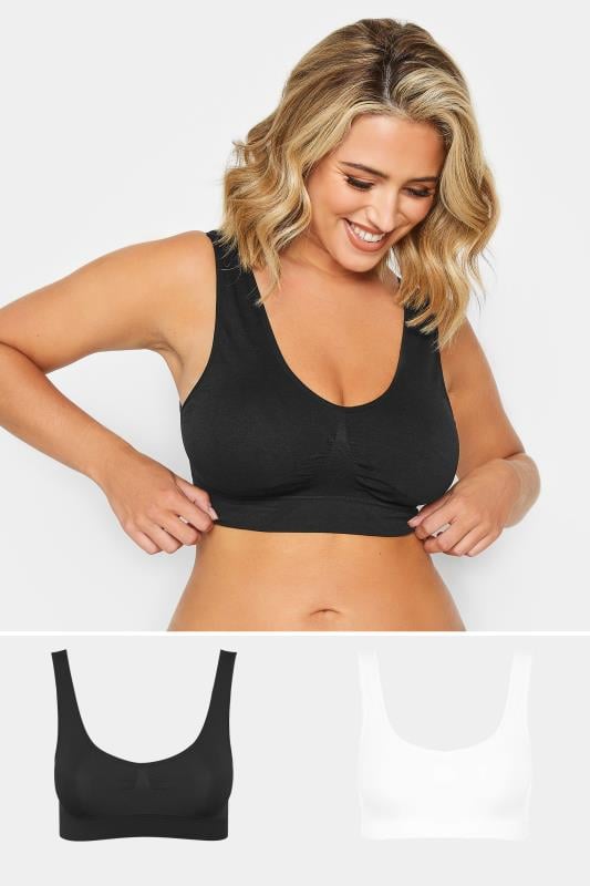 evans YOURS 2 PACK White & Black Seamless Padded Non-Wired Bralettes