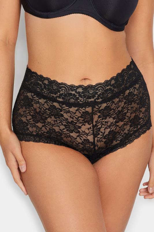 Evans YOURS 3 PACK Curve Black Lace Mid Rise Shorts