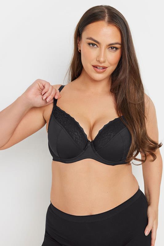 Evans YOURS 3 PACK Curve Black & Pink Animal Mesh Underwired Bras