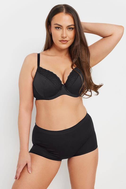 Evans YOURS 3 PACK Curve Black & Pink Animal Mesh Underwired Bras