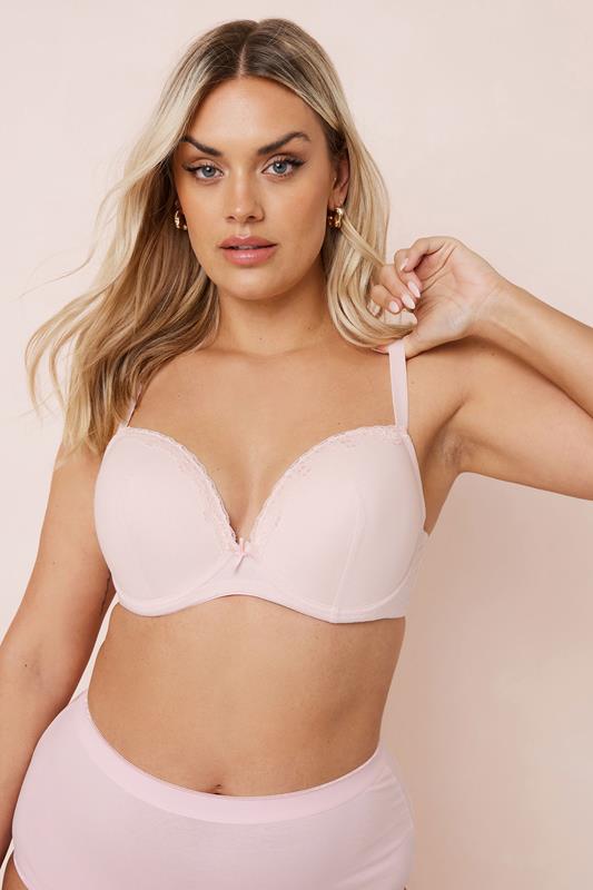 Evans YOURS 3 PACK Curve Black & Pink Cotton Padded Lace Bras