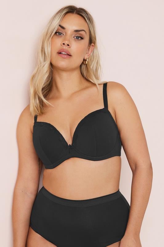 Evans YOURS 3 PACK Curve Black & Pink Cotton Padded Lace Bras