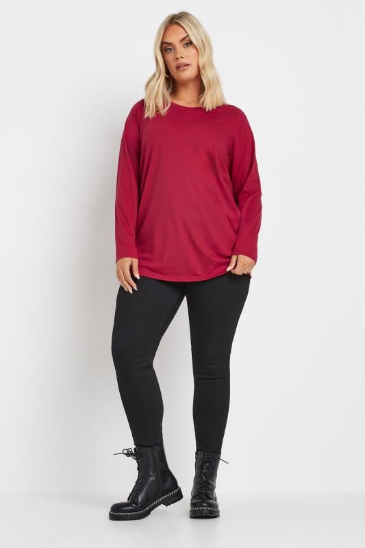 Evans YOURS 3 PACK Curve Natural Brown & Red Long Sleeve T-Shirts